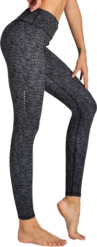 Vista 2 de COOLOMG Pantalones de yoga para mujer, mallas capri para correr, leggings de tiro bajo, entrenamiento, gimnasio con bolsillos ocultos