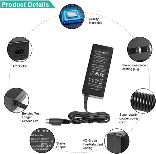 Vista 5 de HKY Cargador adaptador de CA de 24 V para EPSON TM-T20III TM-M30 Tm-290ii Ps179 PS-180 PS-170 Ps180 Ps179 Pc-180 Ps-150 M235a TM-U220B M159a M159b