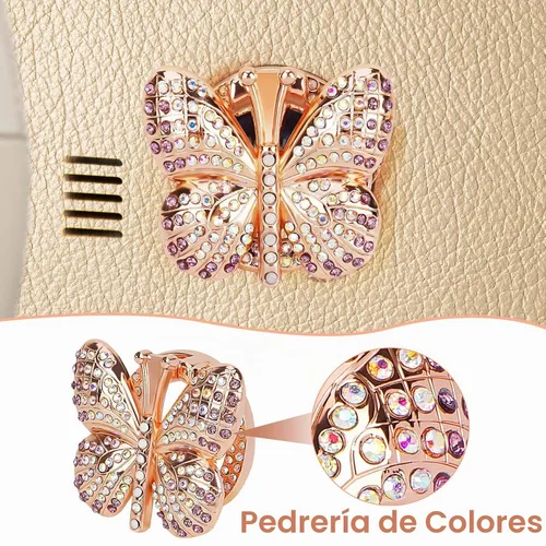 Vista 8 de Cubierta para botón de arranque y parada de automóvil, con diamantes de imitación de mariposa, bonita cubierta protectora de encendido, cubierta