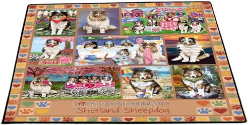 Vista 9 de Doggie of the Day Shetland Sheepdogs Floor Mat - Carnival Kissing Booth - Best Dog Doormat - Protector Decor - Unique Portrait Art - Premium Quality