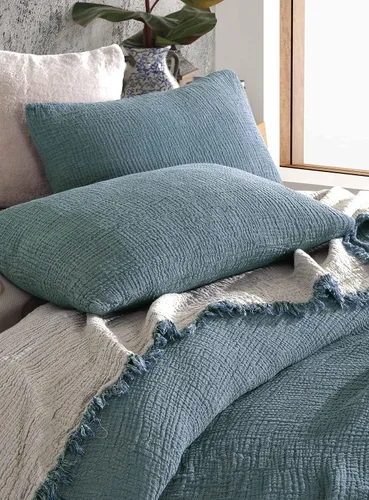 Vista 33 de Manta de gasa de algodón puro suave de 4 capas de 50 x 60 pulgadas, prelavada, sin flecos, manta de muselina ligera para uso multiusos y regalo Azul