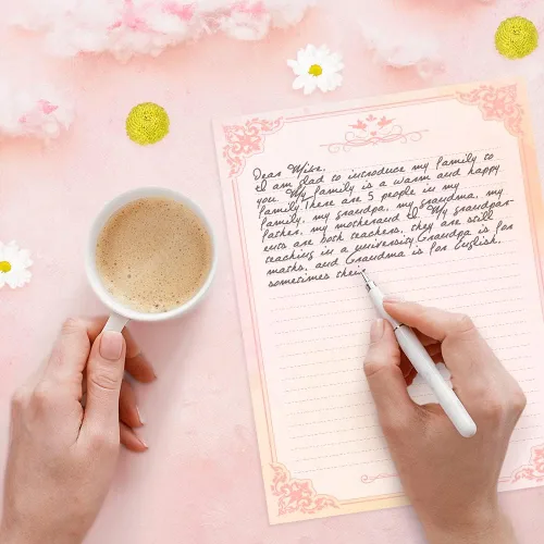 Vista 7 de Anzon Mories Juego de papelería de 72 piezas (48 hojas de papel y 24 sobres) de 8.5 x 11 pulgadas, letras gruesas de acuarela rosa para niñas, papel