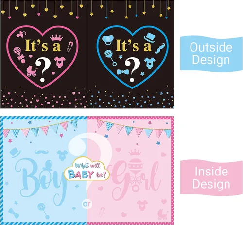 Vista 2 de Nezyo Juegos de revelación de género para invitados Revelar género Decoraciones para niños o niñas Invitados Escribir bendición para bebé y firmar