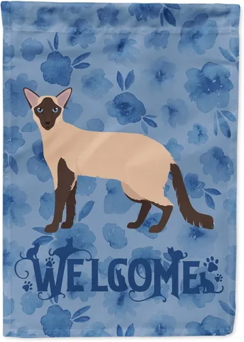 Vista 338 de Caroline's Treasures CK4813CHF - Bandera de bienvenida con gato abisinio azul, manga grande, para porche, para colgar en la pared, poliéster