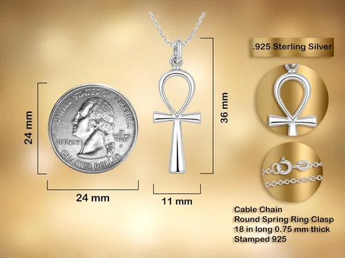 Vista 3 de AeraVida Collar de plata de ley 925 con cruz religiosa ANKH egipcia de eternidad, Metal