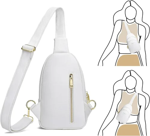 Vista 5 de INICAT Riñoneras cruzadas, bolsos de cuero para el pecho para mujer