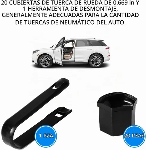 Vista 6 de 20 unidades de cubiertas para tuercas de rueda, cubiertas hexagonales de 17 mm para pernos de rueda, cubiertas para tuercas de neumáticos