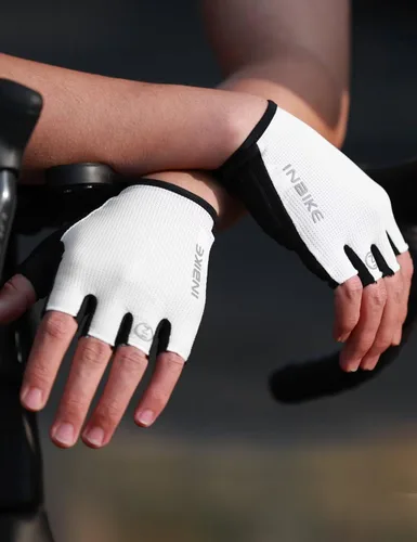 Vista 8 de INBIKE Guantes de ciclismo Guantes de ciclismo que absorben los golpes, transpirables, antideslizantes, sin dedos, para hombres y mujeres
