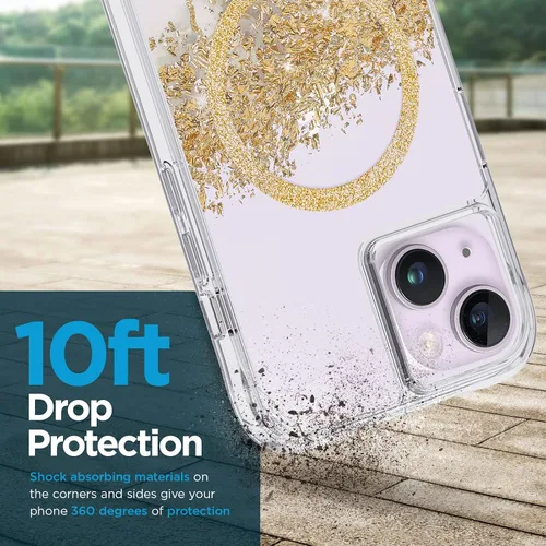 Vista 2 de Case-Mate Funda para iPhone 14 Plus, mármol de quilates [protección contra caídas de 10 pies] [compatible con MagSafe] Funda magnética con bonito