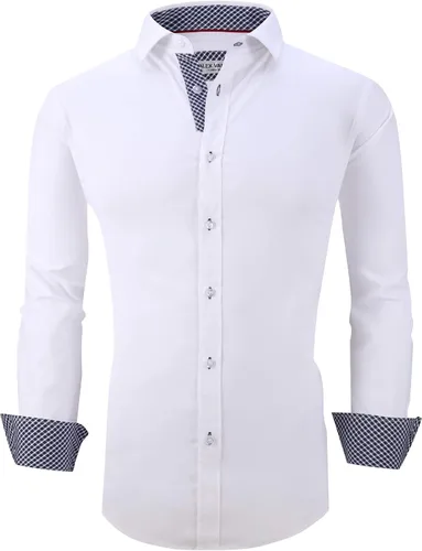 Vista 6 de Alex Vando - Camisa para hombre de manga larga con ajuste regular 06 negro