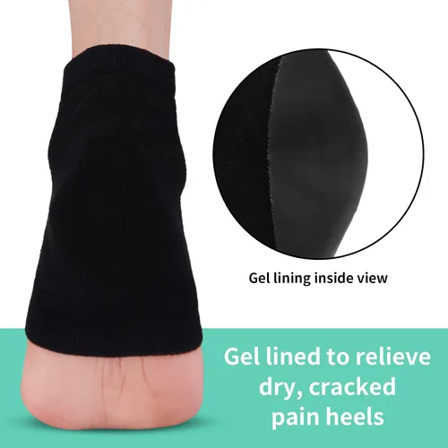Vista 3 de Vaincre - 4 pares de calcetines de gel hidratantes para talones, para pies secos y agrietados en mujeres, cuidado de pies spa, calcetines sin dedos