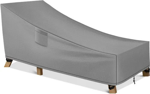 Vista 8 de WLEAFJ Funda impermeable para tumbona de patio, fundas resistentes para sillas de salón al aire libre, fundas negras duraderas para muebles de Negro