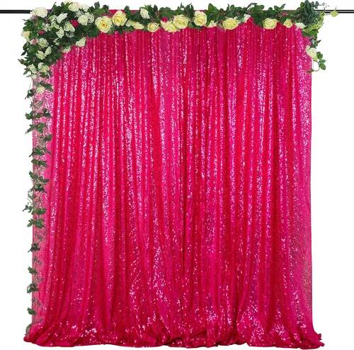 Vista 17 de ShiDianYi Cortina de fondo color rubor de 4 x 6 pies con lentejuelas para fotos, cortinas brillantes para telón de fondo, eventos y fiestas, telón