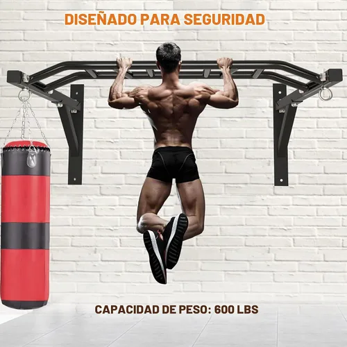 Vista 4 de Upgrade Pull Up Bar Wall Mounted,Heavy Duty Multi Grip Chin Up Bar for Strength Training, 600 lbs Capacity, Durable Steel Construction, Perfect for