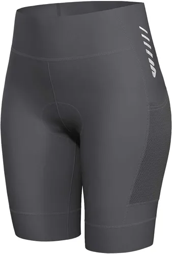 Vista 8 de Lo.gas Pantalones cortos de ciclismo para mujer, con relleno, almohadilla de gel 3D, pantalones cortos de ciclismo de cintura alta ergonómicos