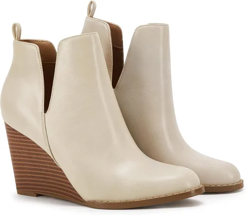Vista 4 de PiePieBuy Botines clásicos de punta puntiaguda para mujer, botas de tacón grueso