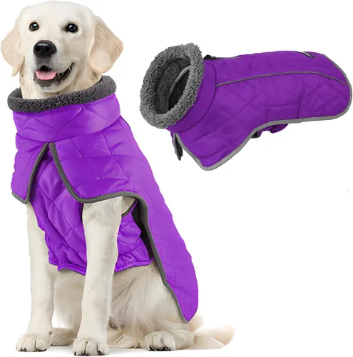 Vista 11 de Fragralley Abrigo para perro pequeño, chaqueta impermeable para perro con forro polar cálido, abrigo de invierno reflectante ajustable para perros