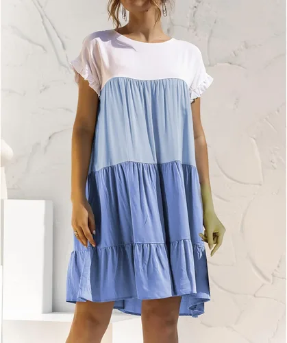 Vista 2 de FQZWONG Vestidos para mujer, casuales, holgados, acampanados, para fiesta, club, playa, talla grande, verano, sexy, hawaiano, para vacaciones