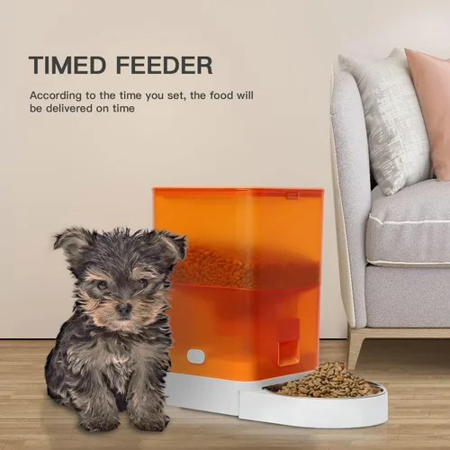 Vista 2 de U.S. Solid Alimentador automático para gatos, comederos para mascotas, dispensador de alimentos, grabadora de voz, batería y alimentación enchufable