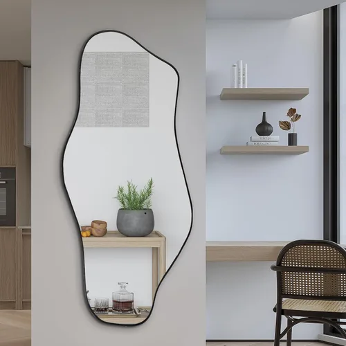 Vista 13 de Espejo de pared irregular, espejos asimétricos de 21 x 14 pulgadas, espejo moderno sin marco para pared, espejos de forma única para sala de estar