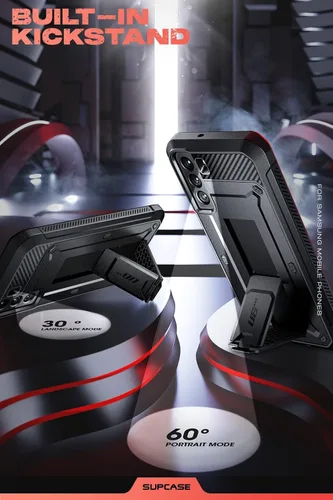 Vista 4 de SUPCASE - Funda para Samsung Galaxy S22 con soporte integrado, color negro 1x Front Frame, Charge Port Cover, Belt Clip Holster, Military-Grade