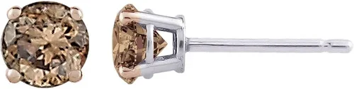 Vista 4 de Pendientes redondos de diamantes de talla brillante de oro blanco de 14 quilates (12 cttw)