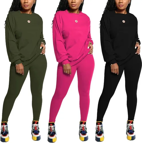 Vista 3 de PINSV Conjunto deportivo de 2 piezas para mujer, de manga larga, para correr, ropa de descanso