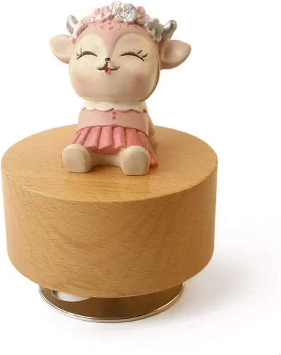 Vista 18 de SOFTALK Caja de música mecánica de madera con diseño de animal, con texto en inglés "You are My Sunshine", regalo para niños y niñas (oso)