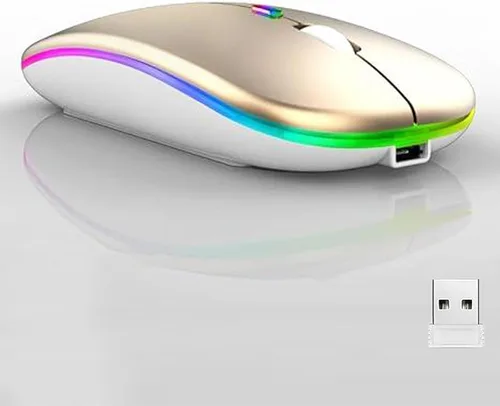 Vista 22 de Paquete de 10 ratones inalámbricos Bluetooth, LED de doble modo recargable, silencioso y delgado, portátil (receptor BT5.2+USB), mouse