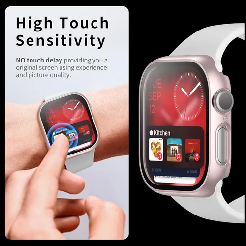 Vista 4 de Juego de 6 fundas para Apple Watch 40 mm SE 2 (2024) Series 6, Series 5, Series 4 con protector de pantalla de vidrio templado, funda protectora