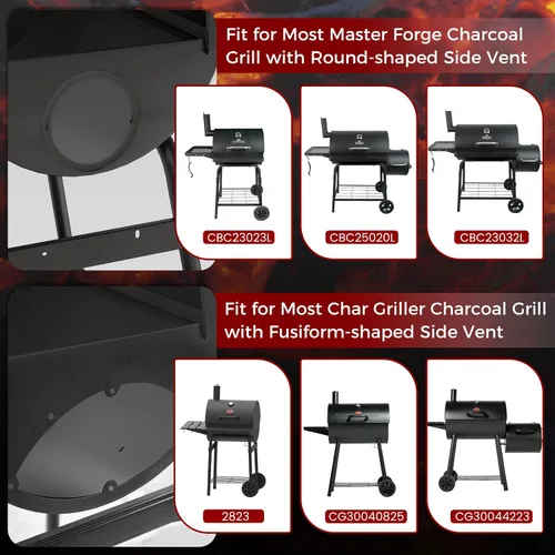 Vista 7 de Gravity Smoker Side Firebox Kit de reacondicionamiento para parrilla Char Griller, caja de fuego, barril de carbón, parte de parrilla para Master