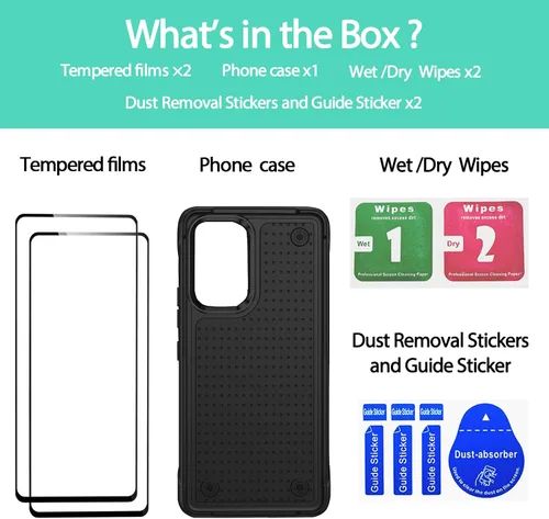 Vista 2 de Jeylly Funda para Samsung Galaxy A52 5G, Galaxy A52 Funda para teléfono con protector de pantalla híbrida de silicona antiarañazos, funda de defensa