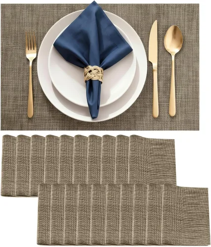 Vista 10 de Juego de 4 manteles individuales de vinilo duraderos, antideslizantes para mesa de comedor, resistentes al calor, lavables, de PVC, fáciles