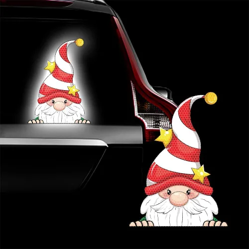 Vista 30 de Pegatina Navideña de Papá Noel Asomado, Lindas Pegatinas de Venado y Muñeco de Nieve para Ventana, Adhesivos para Parachoques de Coche, Adornos