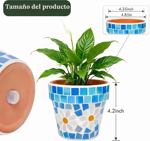 Vista 2 de Maceta pequeña de cerámica con orificio de drenaje, maceta para suculentas de 4 pulgadas Flor