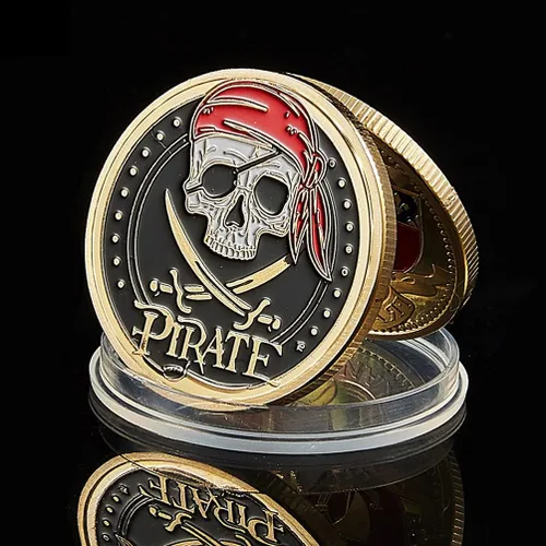 Vista 2 de Joygulls Treasure Island Bay Moneda Cráneo Barco Pirata Challenge Coin