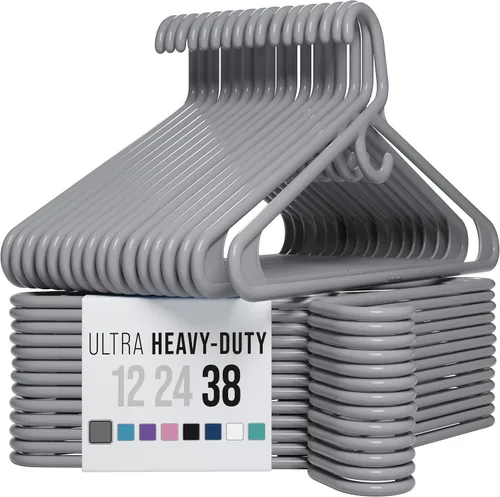 Vista 14 de NEATERIZE Perchas de ropa de plástico ultra resistentes - Aqua - Percha duradera para abrigos, trajes y ropa. Perchas De Ropa (Paquete de 12 - Aqua)