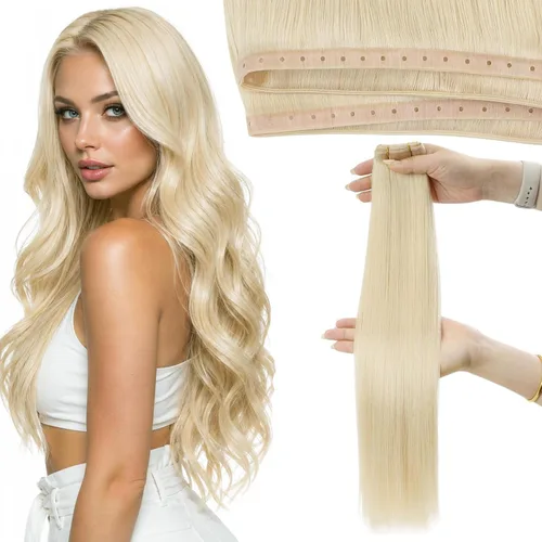 Vista 31 de Moresoo Extensiones de cabello humano real para coser, color negro natural
