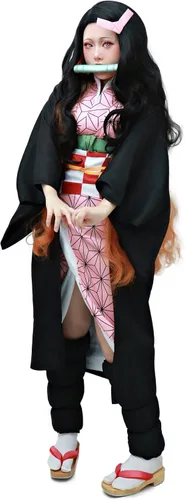 Vista 2 de DAZCOS Anime Nezuko - Disfraz de cosplay de Kamado Nezuko para mujer con boquilla para Halloween
