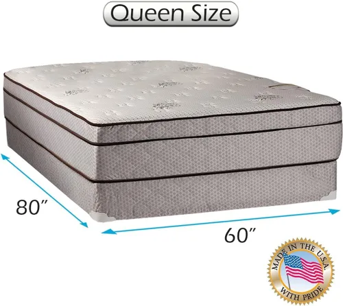 Vista 2 de DS Solutions USA Fifth Ave - Juego de colchón y somier de espuma de felpa con revestimiento europeo (parte superior de almohada), con protector