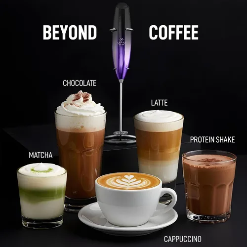 Vista 300 de Zulay Milk Boss Espumador de leche potente manual, hace espuma para latte, batidor para mezclar bebidas, café, miniespumador para capuchino, frappé