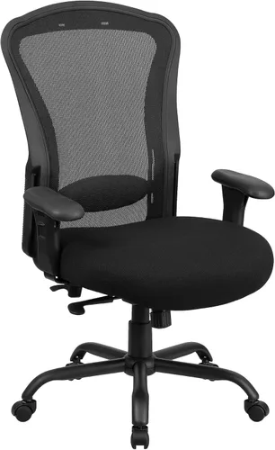 Vista 3 de Flash Furniture HERCULES Series 24/7 Uso Intensivo Big & Tall 400 lb. Silla de oficina ergonómica multifunción de malla negra con inclinación