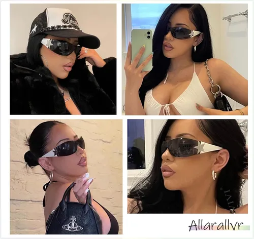 Vista 3 de Allarallvr Y2K AR82143 - Gafas de sol para mujer y hombre gafas de sol envolventes