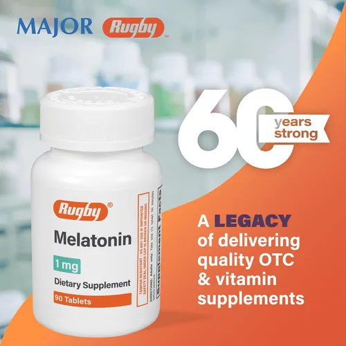 Vista 6 de Rugby - Tabletas de melatonina de 1 mg - Suplemento dietético - 90