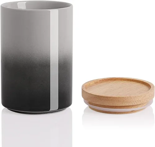 Vista 22 de Recipientes de cocina Sweejar, tarro de almacenamiento de cerámica para alimentos, recipientes apilables con tapa hermética de madera para servir