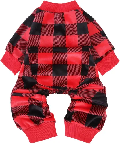 Vista 9 de PUPTECK - Pijamas de forro polar suave para perros pequeños y medianos, mono para perros, suéteres para cachorros, ropa de mascotas, mono de Negro