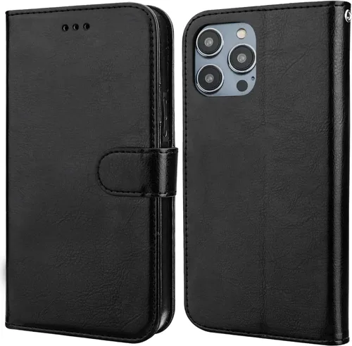 Vista 3 de Bocasal - Funda tipo cartera desmontable para iPhone 14 Pro, color negro