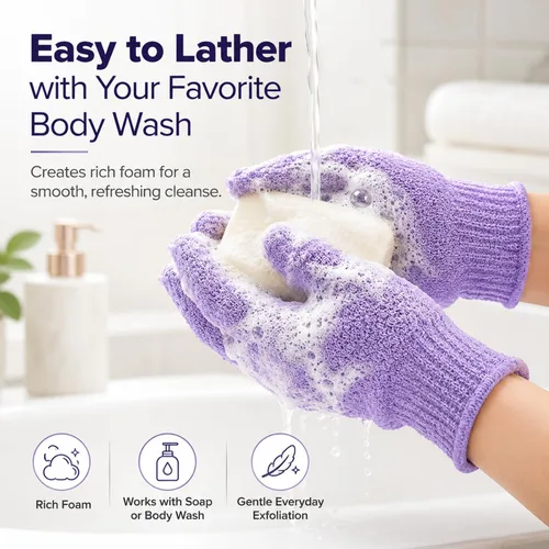Vista 4 de Guantes exfoliantes para la ducha , espuma, Loofah Scrubber, 4 par, Multicolor