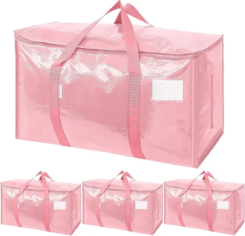 Vista 17 de TICONN Paquete de 2 bolsas de mudanza extra grandes resistentes con cremalleras y asas de transporte, bolsas de almacenamiento duraderas