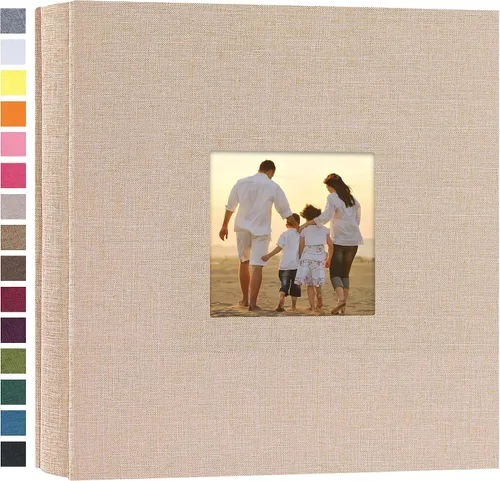 Vista 16 de potricher - Álbum de fotos pequeño para 100 fotos de 4 x 6 pulgadas, con portada de lino con foto, familiar, para bodas, aniversarios, bebés o Beige